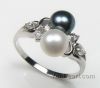 кольцо перлы свежей воды 5-6mm черное n белое