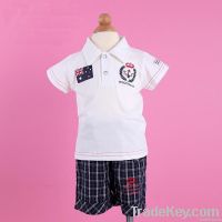 Тенниска + штаны отворотом военно-морского флота мальчиков младенцев лета способа