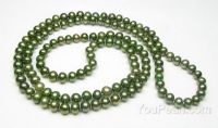 Пресноводное близко круглое зеленое ожерелье перлы веревочки N оперы