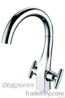 Faucet кухни ручки крома Gooseneck круглой установленный латунью двойной