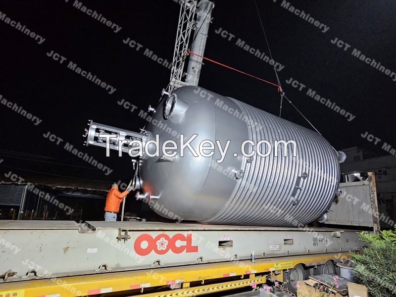 80000L Half Pipe External Coil Reactor Stainless Steel High Pressure Mixing Vessel with Vacuum System and Condenser