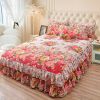 Ruffle Bedspread Sheet Set Microfiber Bed Sheet with Skirt 2 Pillow Shams Queen Bedspreads Coverlets