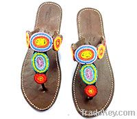 T design beaded leather sandals