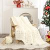 Chunky Knit Throw Blanket100% HandMade Large Chenille Loop Yarn Soft Fluffy Throws Big Crochet Cozy Heavy Thick Cable Woven Blankt