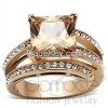 TK1665 Rose Gold Spiral Band /w Illusion & Bead Bright Setting Stainless Steel AAA Grade CZ Engagement/Anniversary Ring