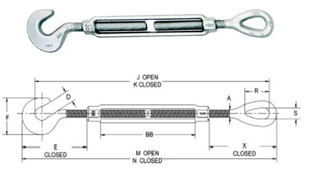 Galvanized Us Type Turnbuckle with Eye and Hook/European Type Forged  Turnbuckle with Hook/Wire Rope Jaw & Eye Steel Turnbuckle By White Rose  General Trading