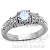 TK1921 Elaborate Bead Bright Setting Stainless Steel AAA Grade CZ Engagement Ring