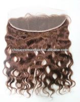 Верхнее качество отсутствие линяя индийских Remy Frontals шнурка волос 18" естественный размер 13x4 волны 4#»