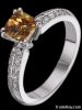 Chocolate brown cognac cushion & white diamonds 2 ct. engagement ring