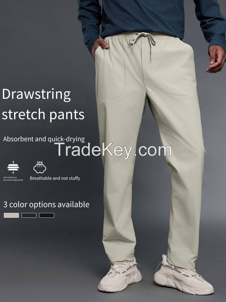 Men's Elastic Waist Trousers - Breathable Straight Leg Pants DMK014