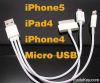 3in1 для кабеля данным по usb микро- молнии 30pin iphone4 iphone5 микро-