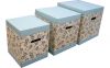 Кубики хранения ткани S/3 &amp; Faux кожаные с крышками