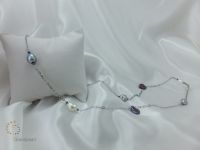 Ожерелье перлы Pna-040 с цепью стерлингового серебра