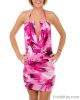 PINKBLACK-A Floral Print Halter Dress w/ plastic rings