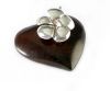 Sterling Silver Flower & Heart Wood Pendant by Attapinya Designs