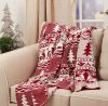 Reindeer and Christmas Tree Knit Throw Christmas Knit Throw Blanket 100% Acrylic Christmas Knitted Decorative Blanket