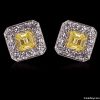 2 ct. fancy yellow diamonds stud earrings emerald cut