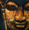 Large Buddha Painting (black/gold, Impasto brushstrokes) 