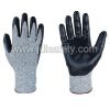 13 Gauge gray Unmwpe fiber/Lycra gloves with black smooth nitrile coat