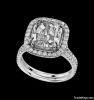 Cushion center diamond pave ring 3.76 ct. double shank