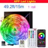 50ft LED Strip Lights RGB Music Sync APP Bluetooth for Rooms TV Bar Remote USA