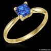 0.50 ct blue YELLOW GOLD princess diamond ring