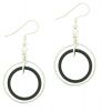 Sterling silver hoop earrings with black agate