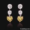 4 ct. yellow diamonds canary heart hanging earrings new
