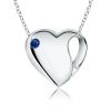 Blue Sapphire Designer Silver Heart Pendant (3 mm)