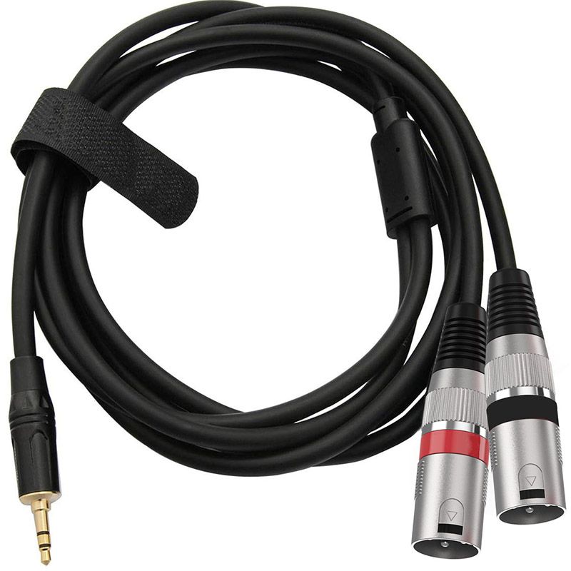 Custom 3.5mm Male to Dual XLR Male Double-Shielded 1-to-2 Audio Y-Cable - for Sound Cards and Mixers