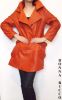 красное кожаное пальто gg015