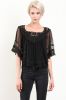 Black Crochet and Mesh Combination Poncho Top