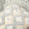 18x18 Inch Cotton Canvas Throw Pillow Cover, 2 Pack Tufted Boho Tribal Cushion Cover with Tassels, Beige Geometric Diamond Chevron Farmhouse Pillowcase for Couch Sofa Bed Home Decor