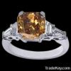 2.15 carat cushion cognac brown center diamond ring white gold jewelry