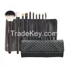 10pc Black Brush Set in Black Quilted Case