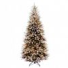 7 1/2' Dunhill Fir Slim Hinged Tree with Snow, Red Berries, Cones 