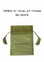 Оливка мешка W/tassel Tspb14 Organza