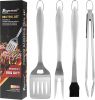4pc Heavy Duty Grill Accessories for Top Chef - Professional Grill Tools Set & Basic BBQ Tools for Backyard Restaurant Outdoor Kitchen 