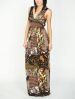 Satin Trim Print Maxi Dress