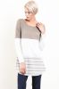 Taupe Rib Color Block Long Sleeve Top w/ Scoop Neck & Lace on the Back