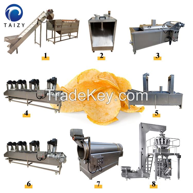 Sweet Automatic French Fry Processing Production Line Potato Chip Make Machine