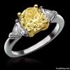 2.81 carat yellow canary diamonds 3-stone ring gold new