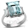 TK1862 Bold Sea Blue Stainless Steel Top Grade Crystal Engagement Ring