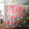 Glow In The Dark Blanket Cartoon Unicorn With Star Christmas Cartoon Dinosaur Boy Flannel Kids Throw Blanket For Christmas Birthda