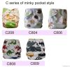 New designed minky printed pocket cloth diapers washable double snap