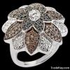 7.5 carats diamond engagement jewelry ring flower style diamonds