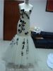 Тафта цвета слоновой кости Тюль русалки fishtail плиссируя appliqued мантию платья венчания bridal