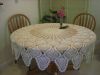 Crochet Pineapple Round Tablecloth 90" Ecru