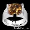 Cushion cut cognac brown diamond engagement ring 3.51 carat white gold