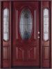 Deluxe Oval Mahogany Solid 36" Entry Door with 2 Sidelites Unit